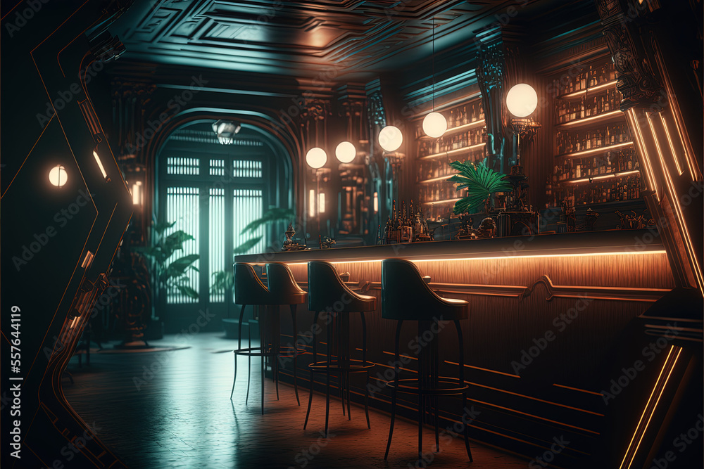 Modern Clean Stylish Speakeasy Bar, generative ai Modern Clean Stylish Speakeasy Bar, generative ai