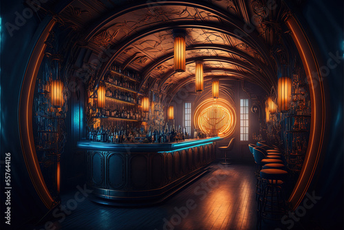 Ultra Modern Stylish Speakeasy Bar, generative ai photo