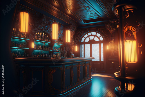 Modern Bright Stylish Speakeasy Bar, generative ai