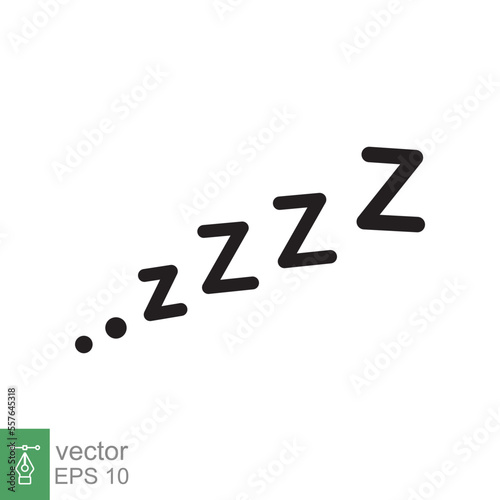Sleep ZZZ lettering sign. Scribing doodle, snore ZZZZ icon, sleepy, nap, cartoon, comic style. Rest, relax, bedtime concept. Vector Illustration design isolated on white background. EPS 10.