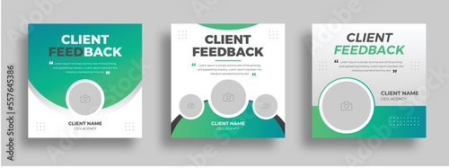Client testimonials or customer feedback social media flyer web banner template bundle