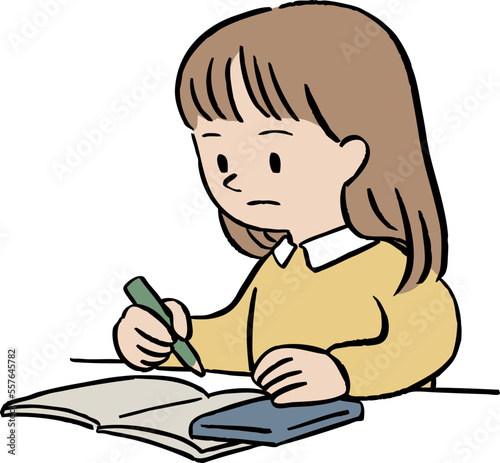 勉強する女の子のイラスト