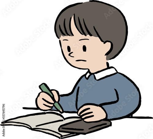 勉強する男の子のイラスト