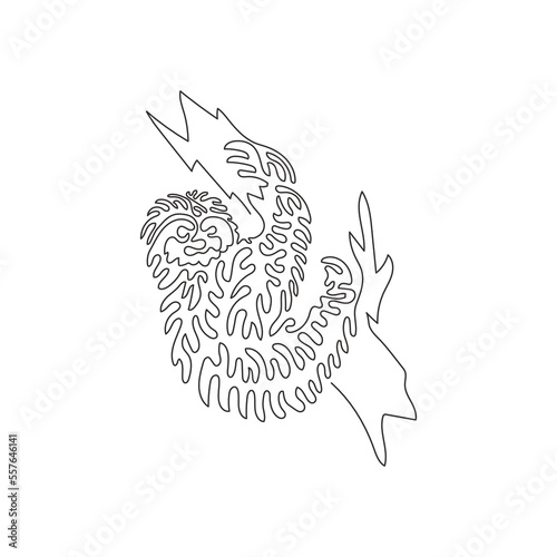 Single swirl continuous line drawing of sloth long leg and stumpy tails abstract art. Continuous line draw graphic design vector illustration style of the three toed for icon, poster wall decor