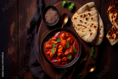 Chicken tikka masala spicy curry meat food