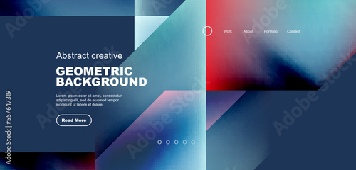 Triangles with fluid gradients, abstract landing page background. Minimal shapes composition for wallpaper, banner, background, leaflet, catalog, cover, flyer