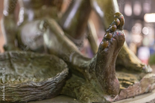 Human Leg Statue. Bronze Human Foot And Toes. 