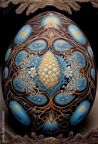 intricate decorative Easter Egg - ornate and luxurious metal egg with gorgeous design made by generative AI