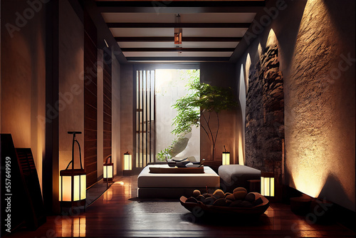 Interior of a spa with a lu...