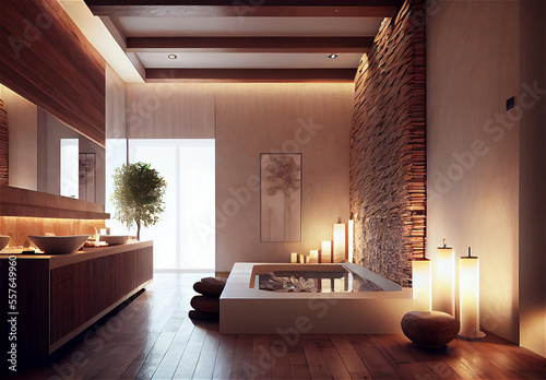 Interior of a spa with a lu...