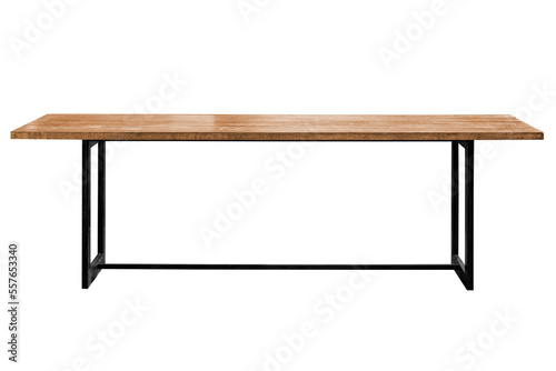Wooden table steel legs photo