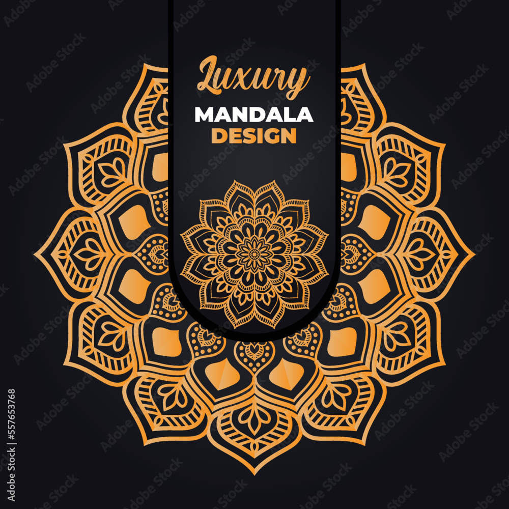 Luxury ornamental and wedding mandala design and islamic background in golden color