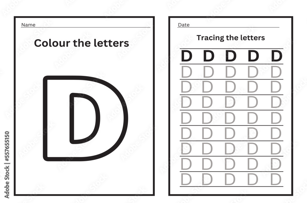 Alphabet tracing practice Letter D. Tracing practice worksheet