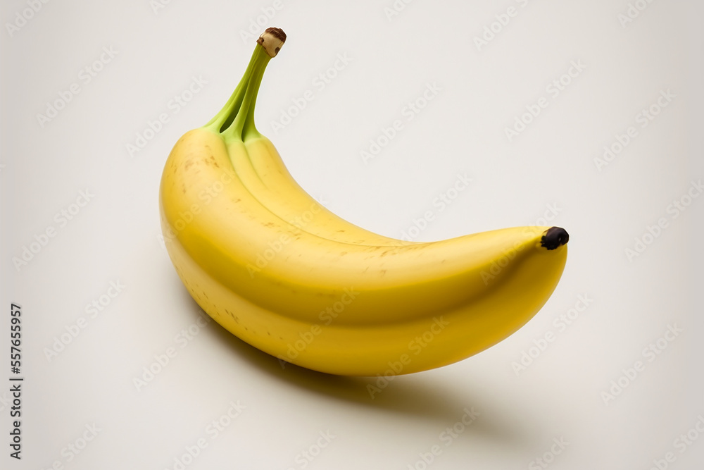 One natural Bananas with white background. Generative AI	