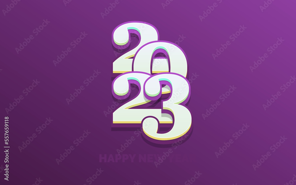 Happy new year 2023 White background Text logo design. Vector illustration Happy new year 2023 White background Text logo design. Vector illustration