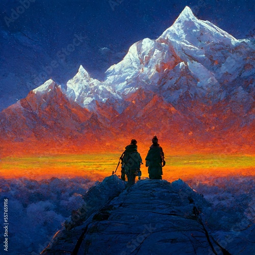illustration of 2 mountain climbers