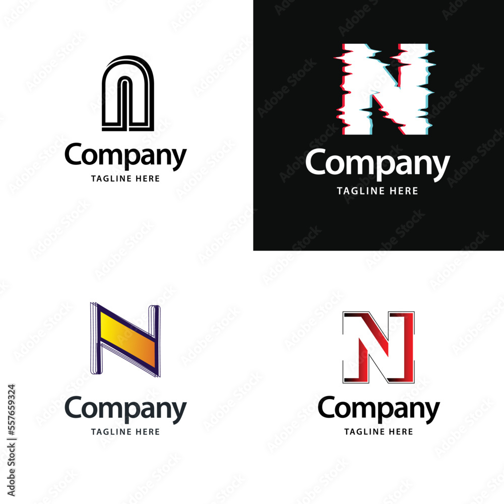 Letter N Big Logo Pack Design. Creative Modern logos design for your business. Vector Brand name illustration