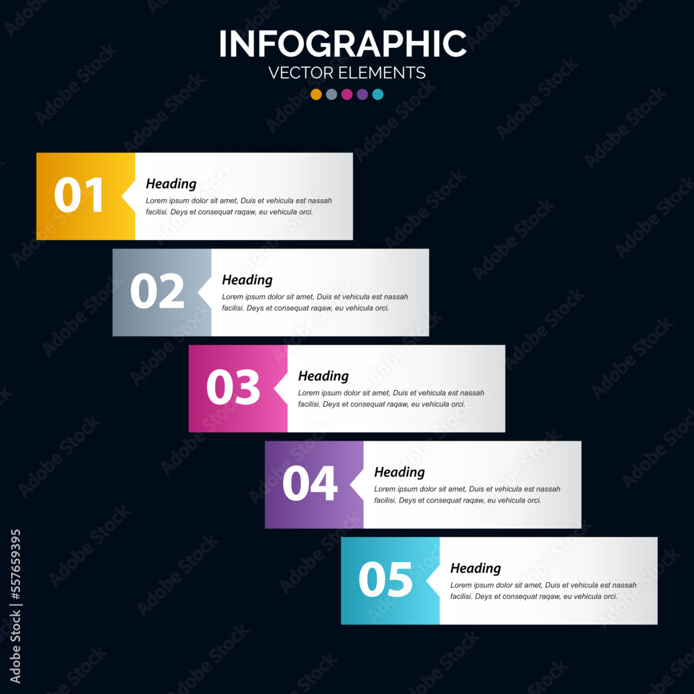 5 Steps Infographics design vector and marketing can be used for workflow layout. Vector illustration