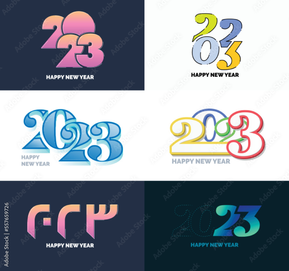 Big Set of 2023 Happy New Year logo text design. 2023 number design template. Vector New Year Illustration Big Set of 2023 Happy New Year logo text design. 2023 number design template. Vector New Year Illustration