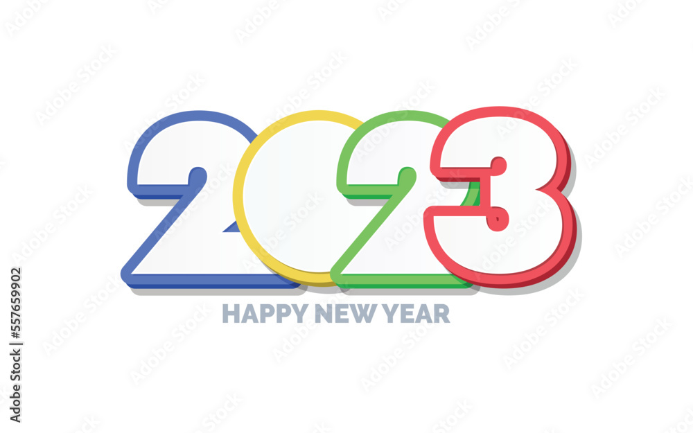 3D Happy new year 2023 logo design. Vector illustration 3D Happy new year 2023 logo design. Vector illustration