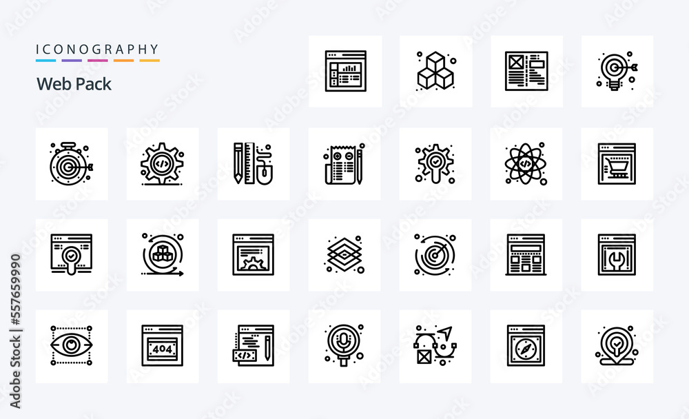 25 Web Pack Line icon pack. Vector icons illustration