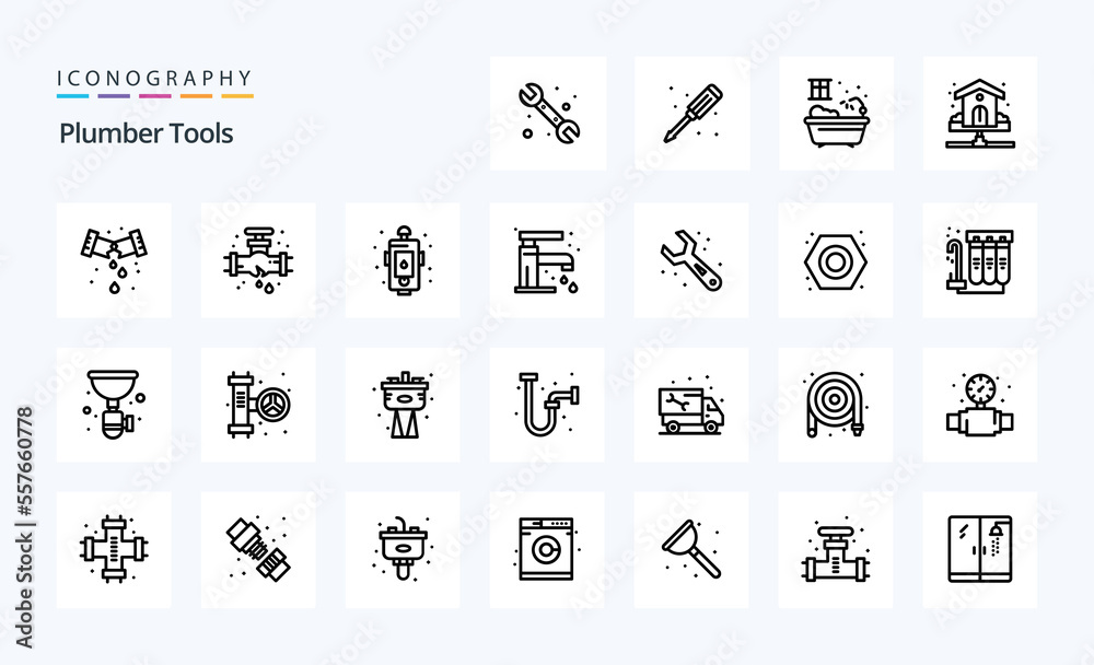 25 Plumber Line icon pack. Vector icons illustration 25 Plumber Line icon pack. Vector icons illustration