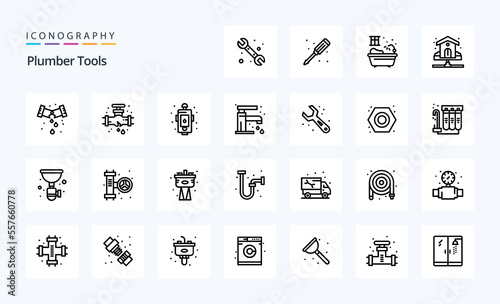 25 Plumber Line icon pack. Vector icons illustration