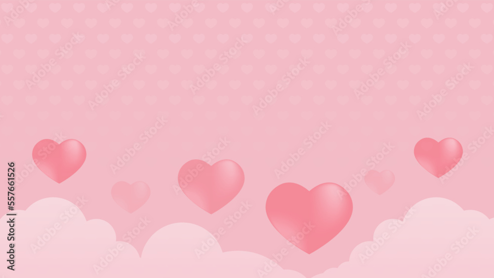 Soft pink background, romantic love theme abstract banner with heart illustration for celebrate valentine's day, mother's day and women's day greeting card 