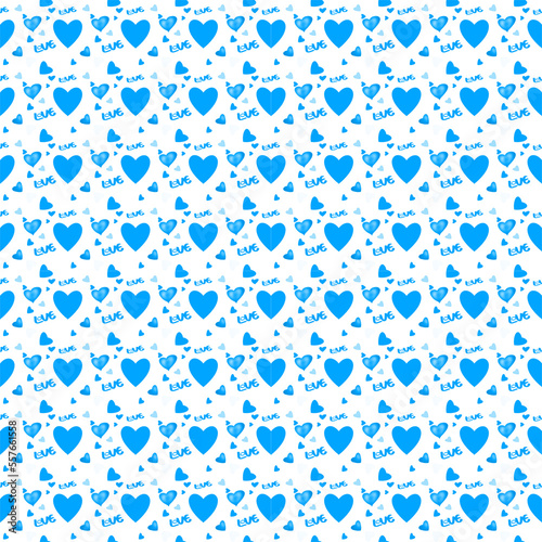 Abstract seamless pattern on blue hearts background. Valentine's day. © IKT224