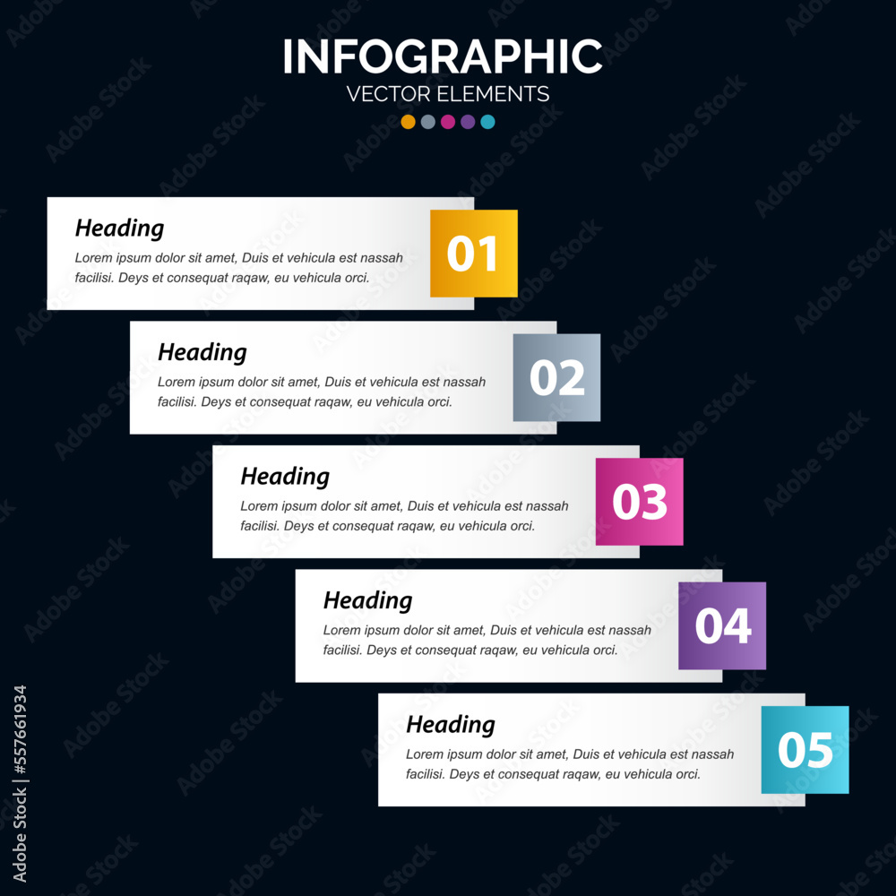 5 Steps Infographics design vector and marketing can be used for workflow layout. Vector illustration 5 Steps Infographics design vector and marketing can be used for workflow layout. Vector illustration