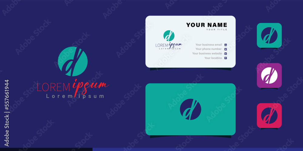 Clean and stylish logo forming the letter D with business card templates idea
