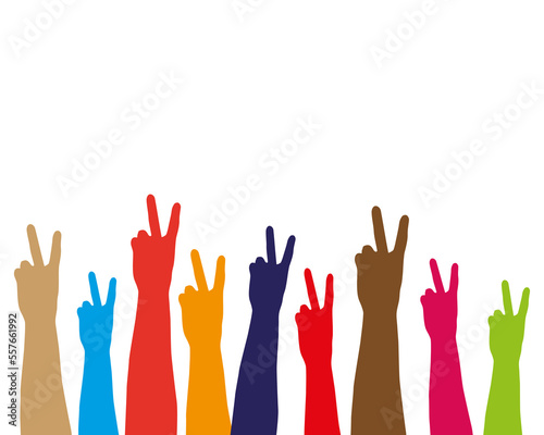 Colorful peace hand sign isolated. Victory hand sign, symbol.