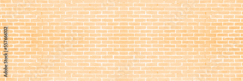 Panoramic background of wide old red brick wall texture. Home or office design backdrop