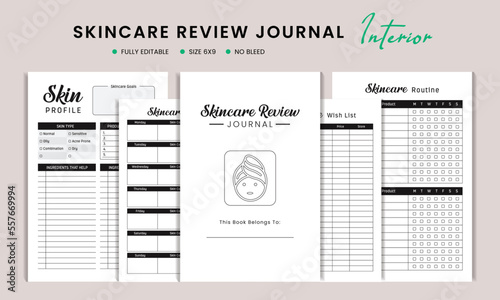 Skincare review journal kdp interior template