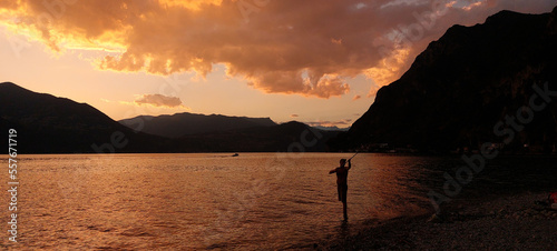 sunset over the lake