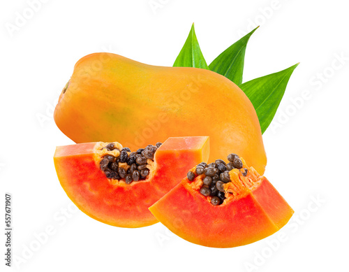 ripe papaya fruit with seeds isolated on transparent png