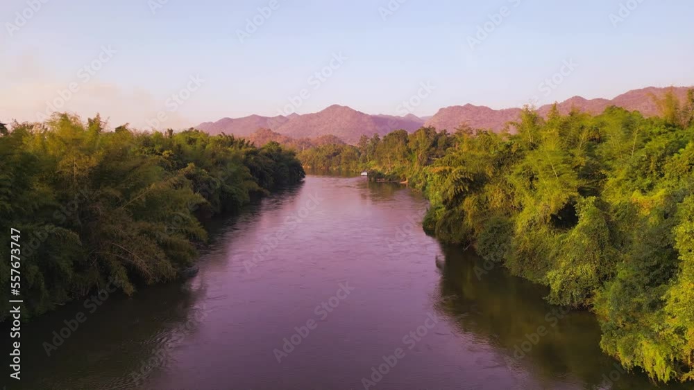 High-angle photos, scenery of forests and rivers and mountains.