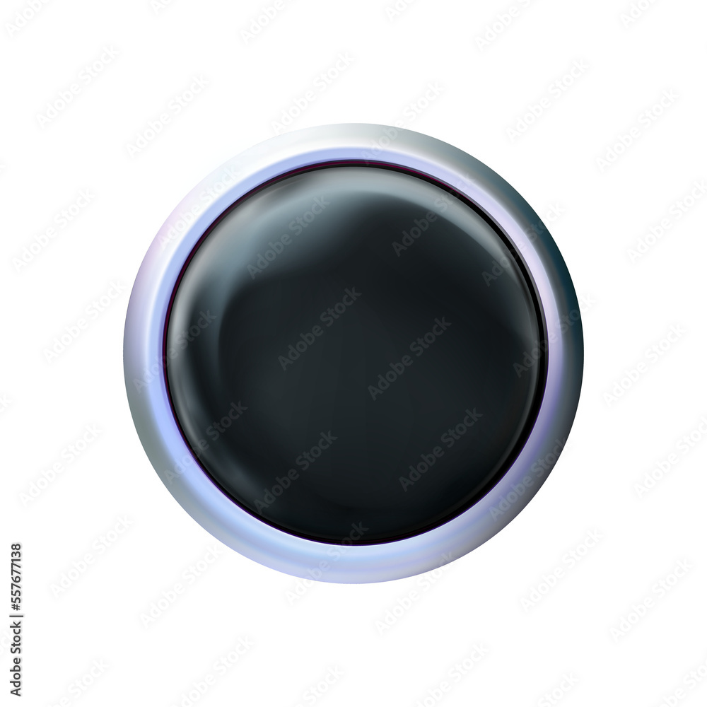 Circle glossy realistic black button, chrome or silver rim. Png Circle glossy realistic black button, chrome or silver rim. Png