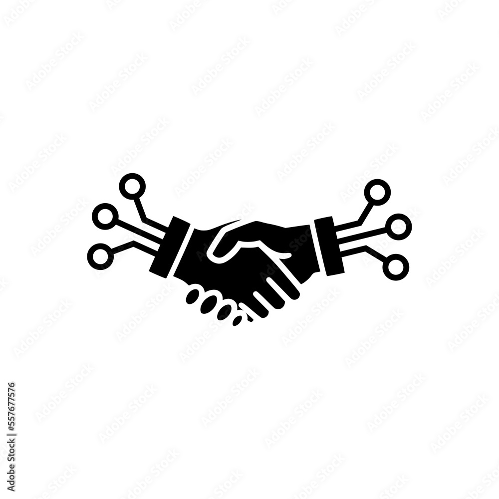 Digital handshake icon isolated on white background