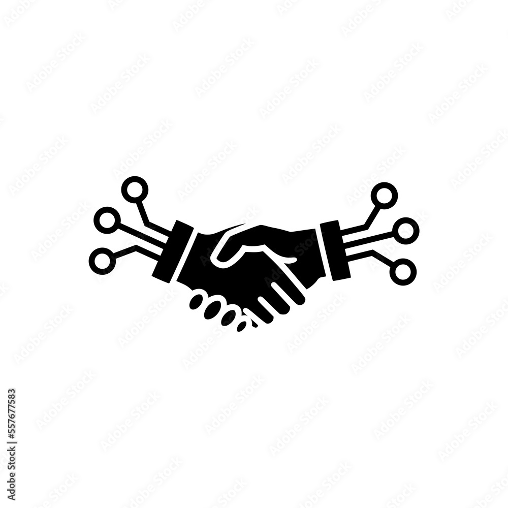 Digital handshake icon isolated on white background Digital handshake icon isolated on white background