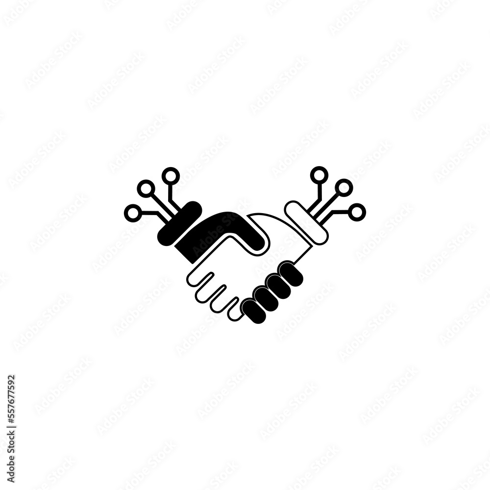 Digital handshake icon isolated on white background Digital handshake icon isolated on white background