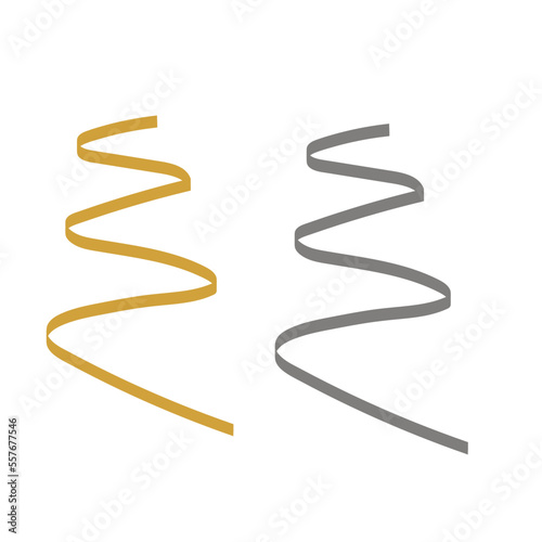 Vector image of an icon gold and silver New Year's serpentine close-up on a white background. Graphic design.