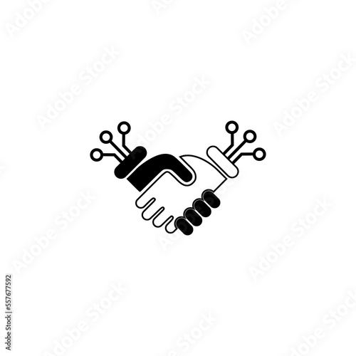 Digital handshake icon isolated on white background