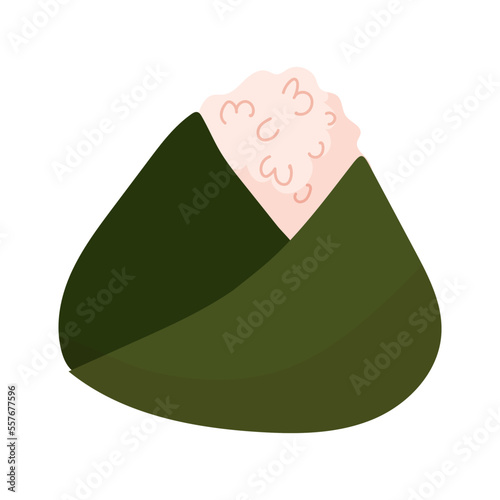 onigiri Sushi with seafood or fish. Asian cuisine. Vector illustration isolated on white background