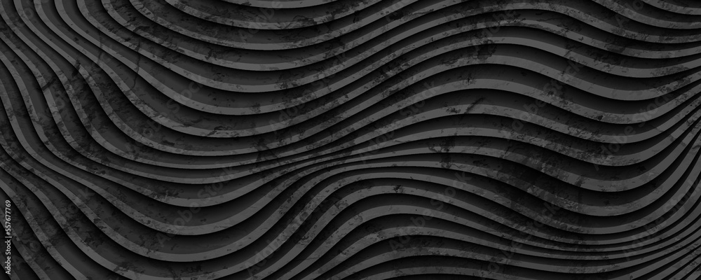 Black curved waves abstract grunge background. Vector banner design Black curved waves abstract grunge background. Vector banner design