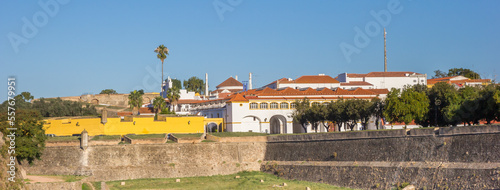Panorama of the surrounding wall and historic buildings in Elvas, Portugal photo