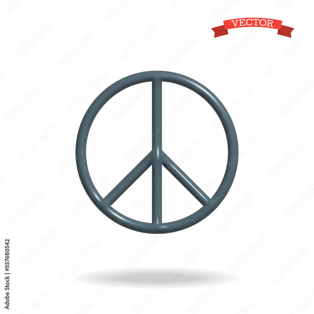 3d Peace sign vector icon, realistic glossy plastic symbol. 3d Peace sign vector icon, realistic glossy plastic symbol.