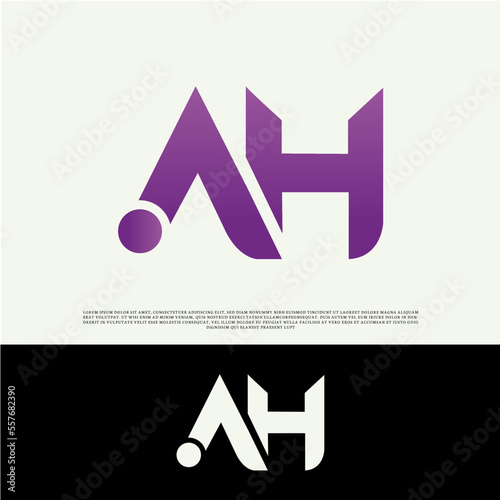 AH elegant letter logo design with purple gradient & vector files EPS, and AI , ah joint logo, ah font logo