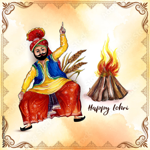 Happy Lohri cultural festival of punjab background design