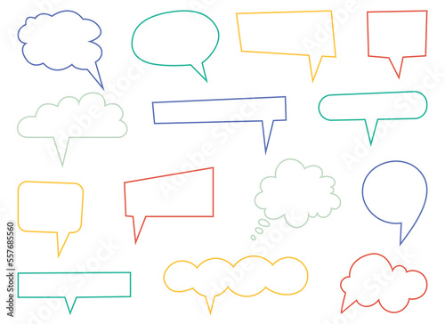 Speech bubble collection in flat style vector illustration isolated on white